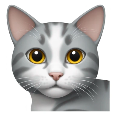 Gray and white cat laying down  sticker