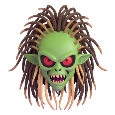 Predator alien with mandibles and dreadlocks sticker