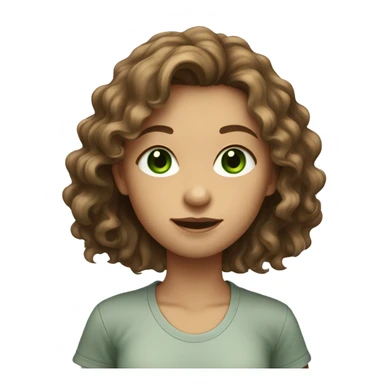 Brown wavy hair girl with green eyes in a T-shirt  sticker