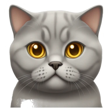 British shorthair with yellowish orangeish eyes with big cheeks sticker
