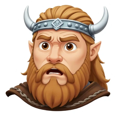 surprised viking face with furrowed brows, looking up with hand on chin. sticker