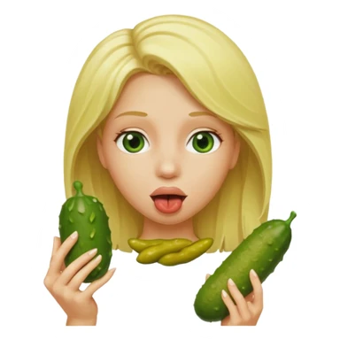 Blonde Naked woman pickle in mouth sticker