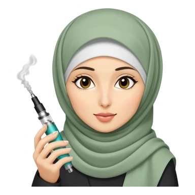 Hijabi girl holding a vape sticker