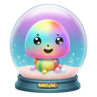 Kawaii rainbow pastel bedazzled bean with big butt in an under the sea snow globe  sticker