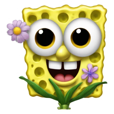 spongebob with flower sticker