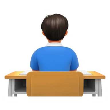 student sitting in classroom back view sticker