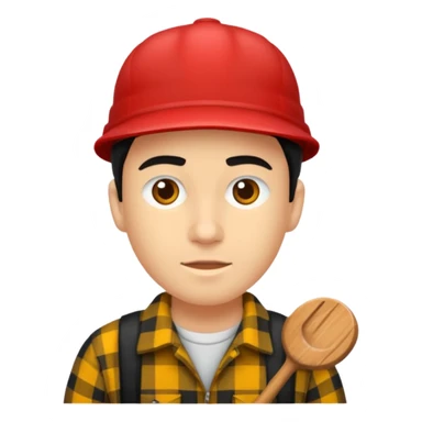 Ung man med svart keps röd gul rutig flanellskjorta hållandes stor torsk sticker