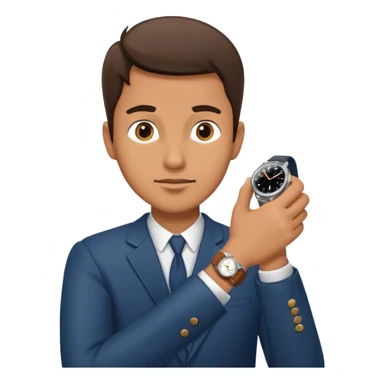 a man hurriedly checking his watch sticker