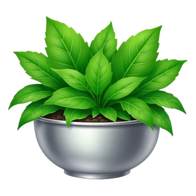 green leaves plant in silver bowl sticker