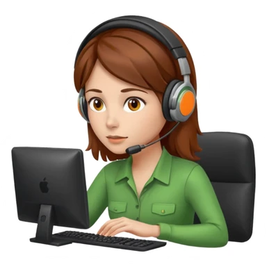 woman, brown hair, wearing a headset. she is controling limits from green, to orange, to red on the computer sticker