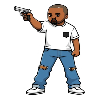 Kanye west holding gun sticker