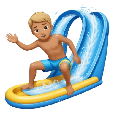 a boy that is sliding on his belly in ON his belly from a waterslide head first on his belly sticker