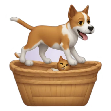 dog riding on a cat sticker