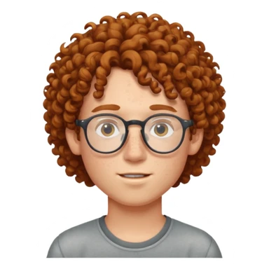 freckled boy with curly hair with glasses sticker