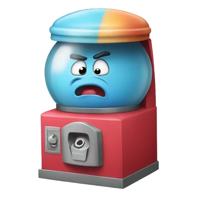 angry gumball machine with face sticker