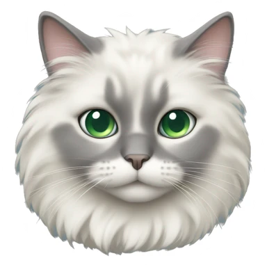 Fluffy cream and gray cat with green eye and blue eye sticker