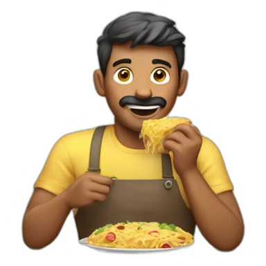 Hombre comiendo sticker