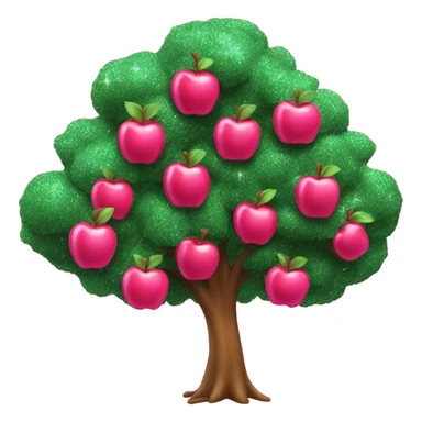 Hot pink tree with  apples and glitter  sticker