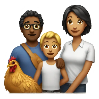 emoji familia con hijo pollo sticker