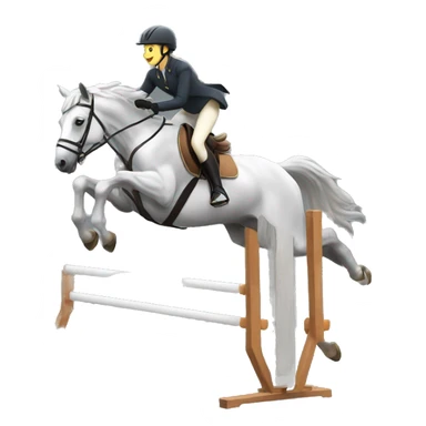 A rider jumping an obstacle with a grey horse  sticker