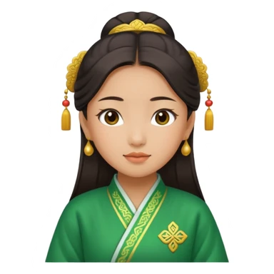 Asian girl wearing green traditional Chinese clothes sticker