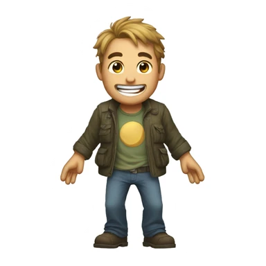 A character from the game STALKER laughs holding his belly with both hands sticker