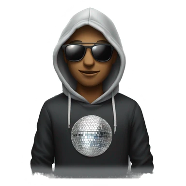 Silver Discoball with sunglasses and a Black hoodie   sticker