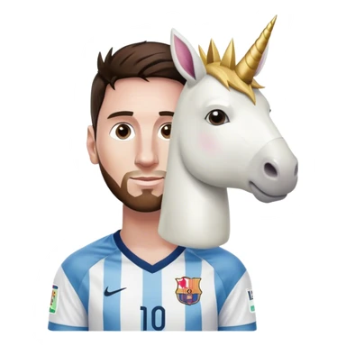 Fais-moi un bonhomme avec le corps d’une licorne et la tête de Messi sticker