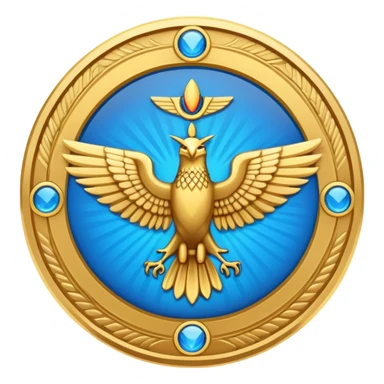 Colorful Faravahar symbol with gold disc and blue wings sticker