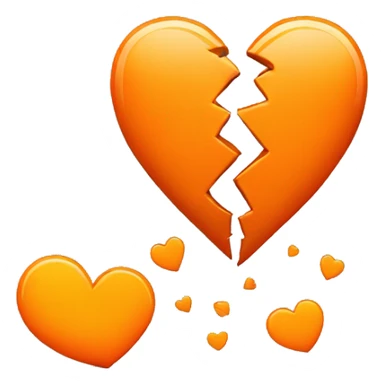  broken heart orange color sticker