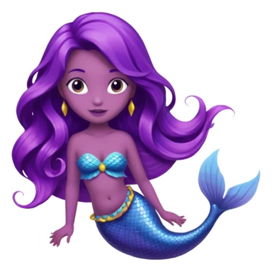 Purple tail mermaid with fish pet sticker
