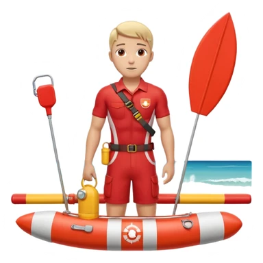 lifeguard portrait, head and shoulders only, wearing red lifeguard uniform, rescue whistle and buoy strap visible, confident alert expression, beach safety vibe, 3D cartoon, mobile game icon style, clean background, no text, no watermark
 sticker