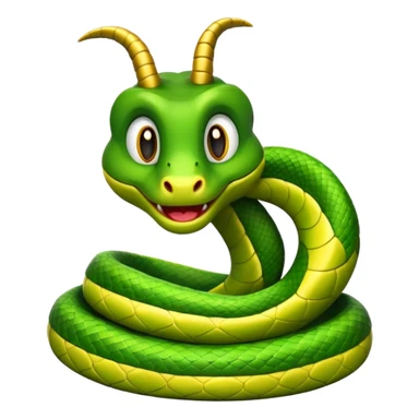Green Cartoon snake with horns  sticker
