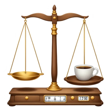 Simple balance scale with coffee on the strong side (left) and sleep/ bed on the weak side (right) sticker