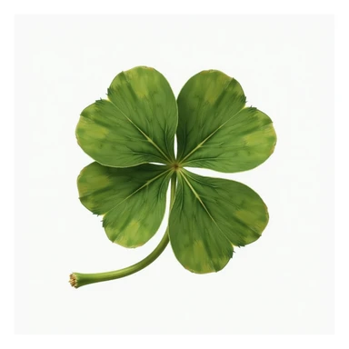 a realistic green four-leaf clover, botanical illustration, photorealistic, natural details sticker