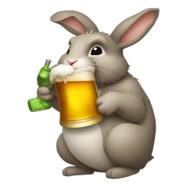 Old bunny drinking beer sticker