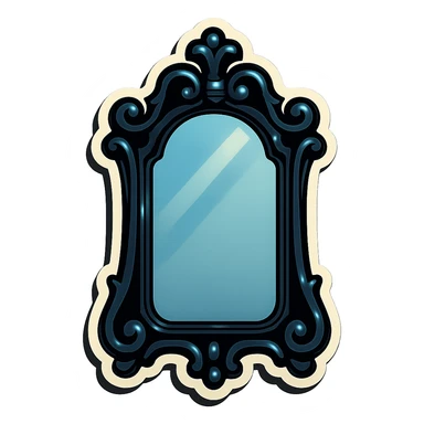 gothic mirror, ornate black frame sticker