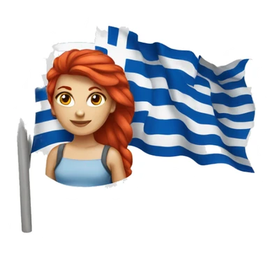 a red hair female ice peak with greek flag sticker