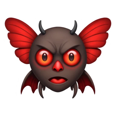Create a scary emoji of the mothman with bright red eyes sticker