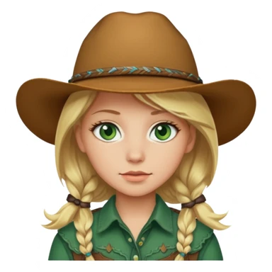 girl with blonde hair and green eyes western sticker