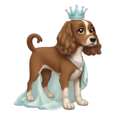 Brown mid sized dog wearing princess dress sticker