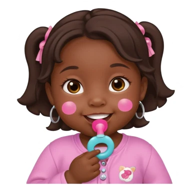 a baby girl with pacifier and dark skin sticker