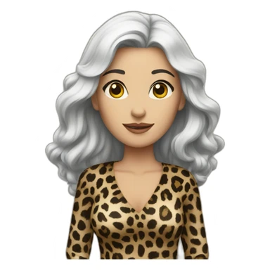 white dark-haired woman dressed in leopard sticker