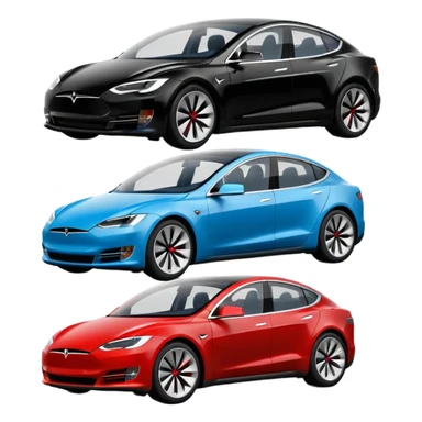 group of 4 Tesla cars emoji style sticker