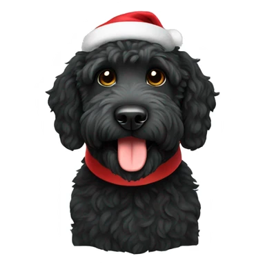 Black Labradoodle wearing Santa hat sticker