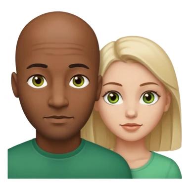 Black bald guy with brown eyes & a white girl brown hair with green eyes  sticker