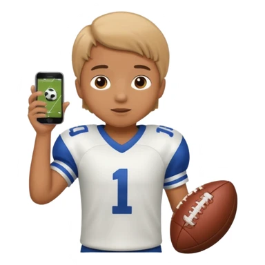 A child holds a phone in his hands and plays football at the same time sticker
