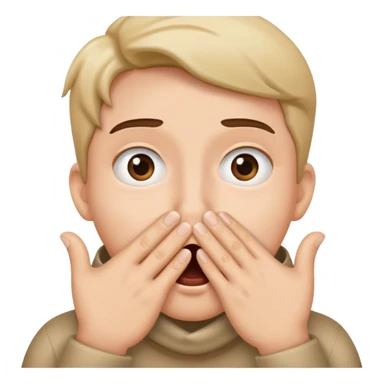 Stunned emoji covering mouth with two hands sticker