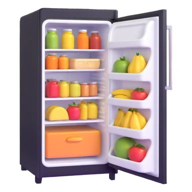 refrigerator with food inside sticker