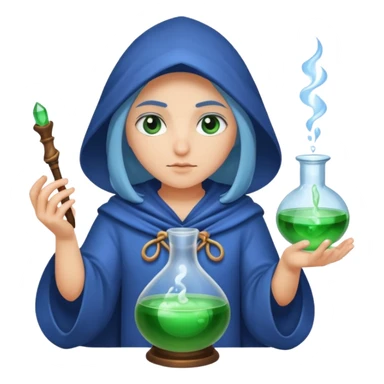 rune mage stirring potion slowly eye contact sticker